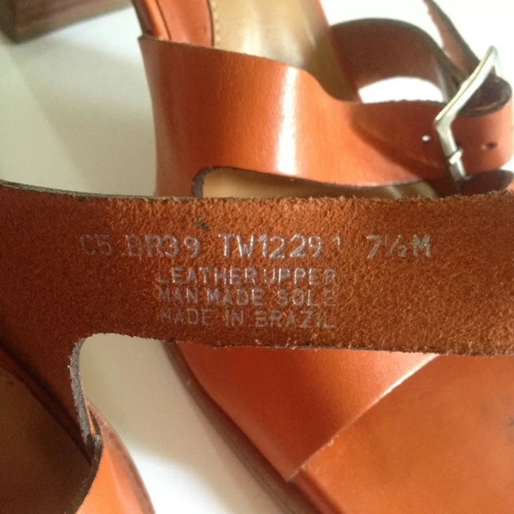 Tommy Hilfiger Orange Leather Slides Wooden Heels - Picture 7 of 8